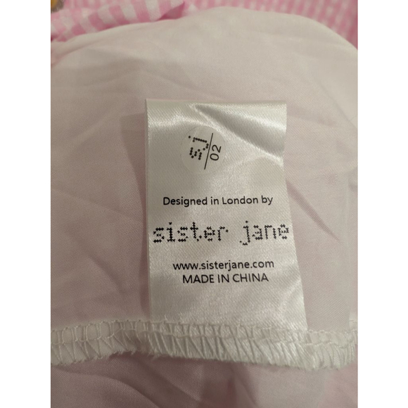 Sister Jane Amalfi Gingham Midi Dress Lemon Pink Seersucker Picnic Easter Tea M - Picture 9 of 12